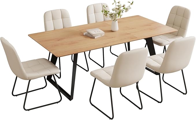 ZckyCine 67" Expandable Dining Table Set with Chairs – Modern Rectangular Wooden Table, Space-Saving Multifunctional Furniture for Kitchen, Apartment, or Small Dining Room