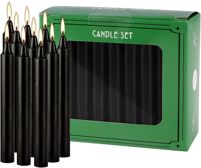 Set of 40 Black Candles – Spell Chime Candles for Halloween, Rituals, Prayer, Birthdays, Meditation, Altar - 4 Inch Tall, Unscented