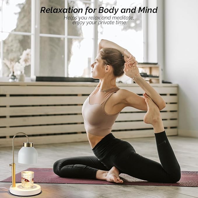 Hasun Candle Warmer Lamp, Safe Electric Candle Warmer Lamp with Timer and Adjustable Height/Heat, 2-8H Timer No Flames Dimmable Scented Candle Lamp for Jar, Candles Warmer with 2 Bulbs (White03)