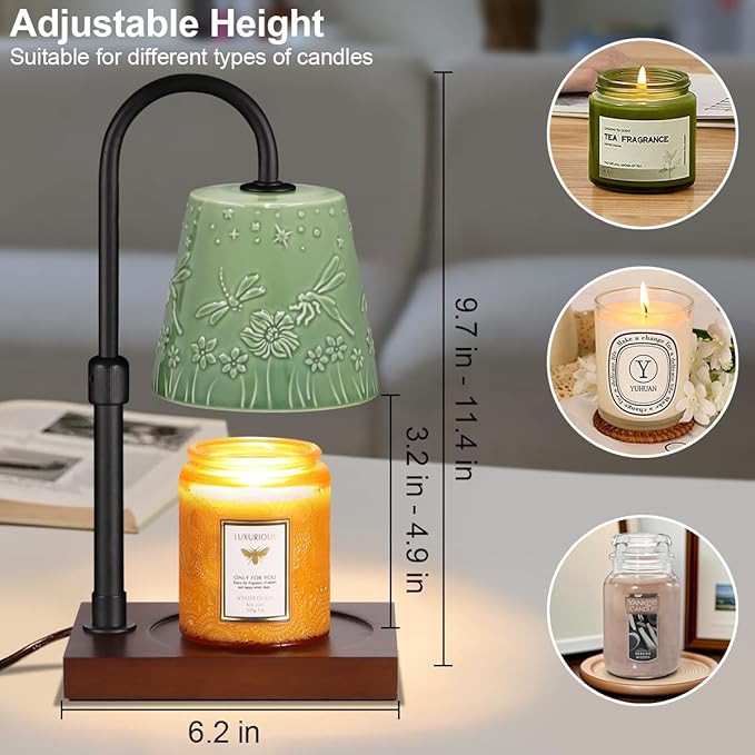 Ceramic Candle Warmer Lamp Dimmable, Electric Scented Wax Melt Warmer, Candle Warmer Melter for Jar Candles Mothers Day Birthday Gifts for Women Mom Grandma, Home Offices Decor Light(Dragonfly-2)
