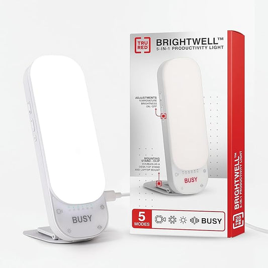 TRU RED Staples Brightwell 5-in-1 Productivity LED Desk Light, White (TR62804)