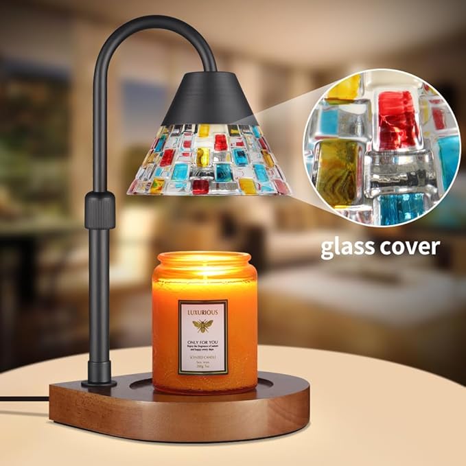 Dimmable Candle Warmer Lamp with Timer, Electric Wax Melt Warmer for Scented Jar Candles Adjustable Height Mothers Day Birthday Gifts for Women Mom Grandma, Home Offices Decor Light(Mosaic Glass)