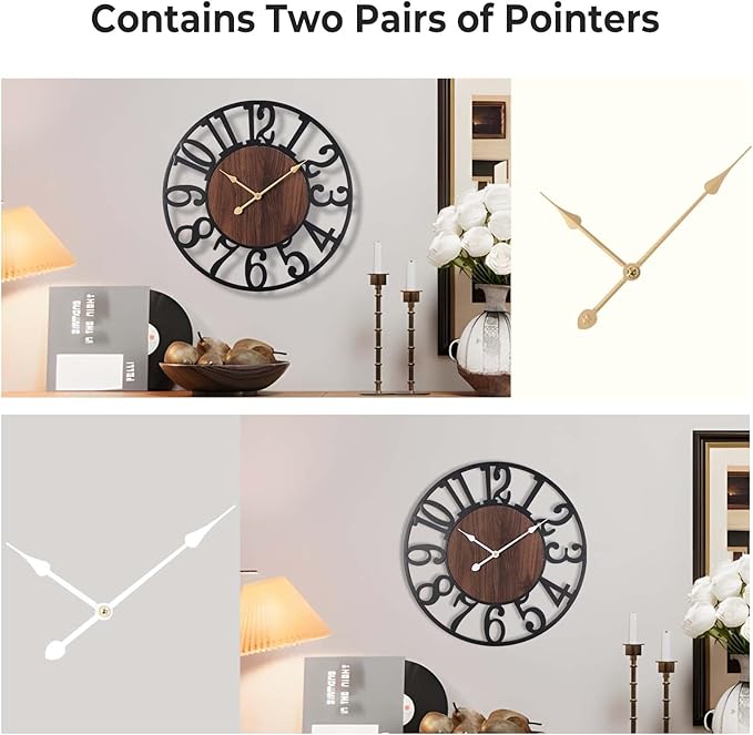 Vantic 32 Inch Large Wall Clock, Arabic Numeral Wood Oversized Wall Clocks for Living Room Decor, Farmhouse, Bedroom and Kitchen, Completely Silent, Non Ticking, Battery Operated