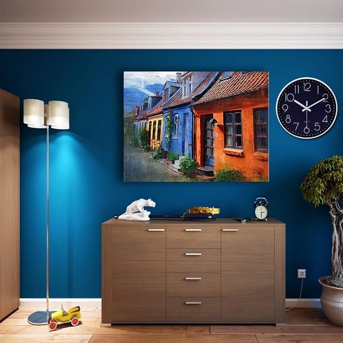 jomparis 12 Inch Silent Non-Ticking Battery Operated Quality Quartz Round Wall Clock Navy Blue Color Modern Decor Clock for Home Office Bedroom Classroom