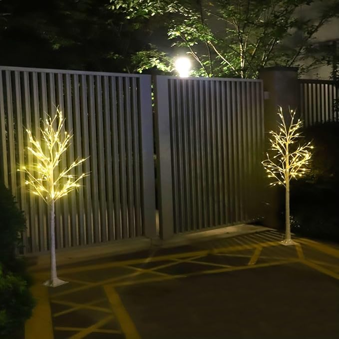 Lighted Tree,2 Pack 6 Ft 240 Led Warm White Birch Tree Light Detachable Tree Light Fairy Light Spirit Tree Fall Decor for Home Twinkling Tree Party Bedroom Wedding Thanksgiving Christmas Decorations