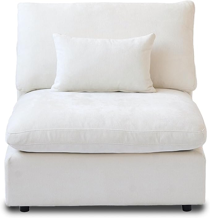 WJShome Modern Middle Module Couch for Living Room, Cushion Covers Removable, Minimalist Comfy Breathable Sofa,White