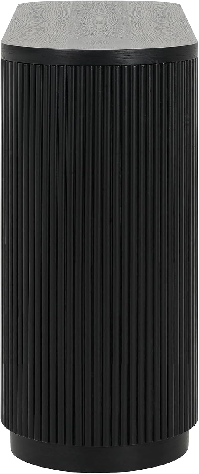 Modern Curved Console Table 59-Inch Oval Fluted Entry Sofa Table with Open Storage Shelves for Living Room Entryway Hallway Furniture, Black