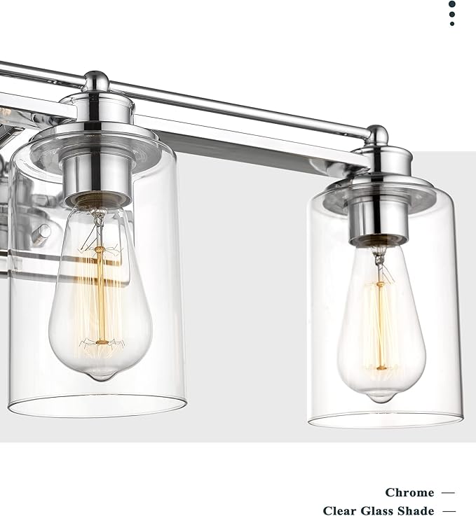 Bathroom Vanity Light Fixtures, HWH Modern Wall Sconce Lighting Over Mirror, 3-Light Vanity Wall Lamp in Chrome, 5HLT63B-3W CH