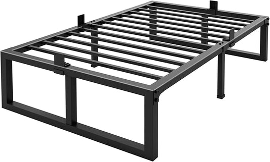 16 inch Twin Bed Frame,3500 lbs Heavy Duty Metal Platform,Steel Slats Support/No Box Spring Needed/Noise Free/Non-Slip/Easy Assembly