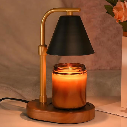 SOKCVSEA Candle Warmer Lamp - Candle Warmer with Diamond Height Adjustable, Birthday Gifts for Women Mom Gifts, House Warming Gifts New Home Decor, Wax Melt with 2 Bulb BlackGold