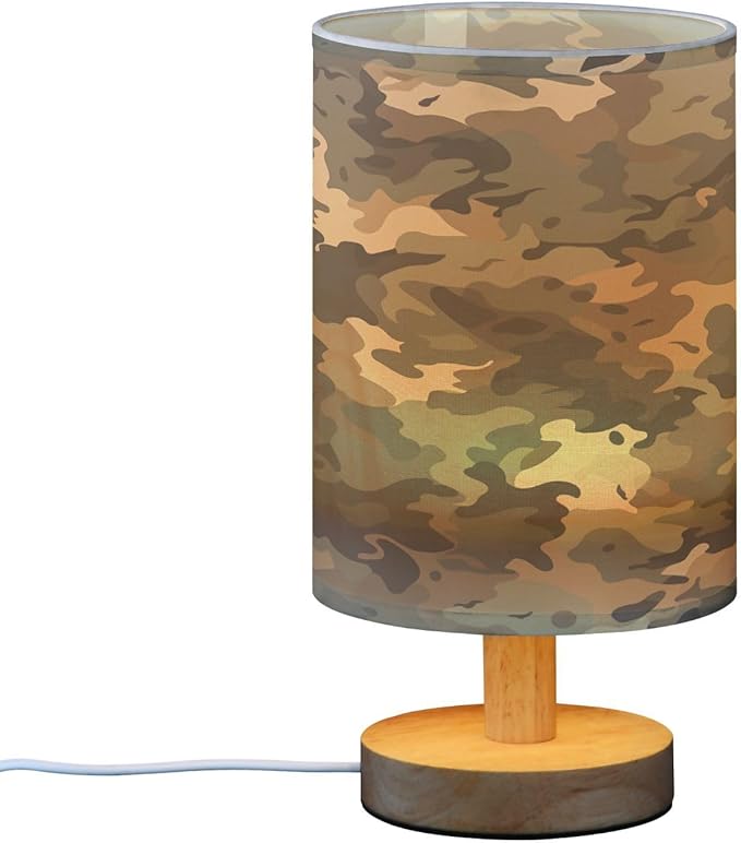 Green Vintage Camouflage LED Table Lamp for Bedroom Bedside Lamp with USB Charging Ports Decor Nightstand for Living Room Reading Dorm Desk Home Office