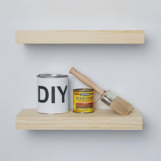 Homeforia 18 inch Wood Floating Shelves, High End Solid Natural Wood 18inch Floating Shelf for Wall Mounted, Unfinished Wooden 18in Floating Shelves, Heavy Duty Bracket, 18 X 6.5 X 1.75 inch, Set of 4