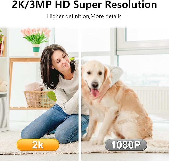 [5G & 2.4G] 2-Pack Indoor Security Cameras, 2K Cameras for Home Security with Night Vision, Baby/Dog/Pet/Elder Camera with Phone App, Auto Tracking, Human/Pet Detection, Cloud&SD Storage