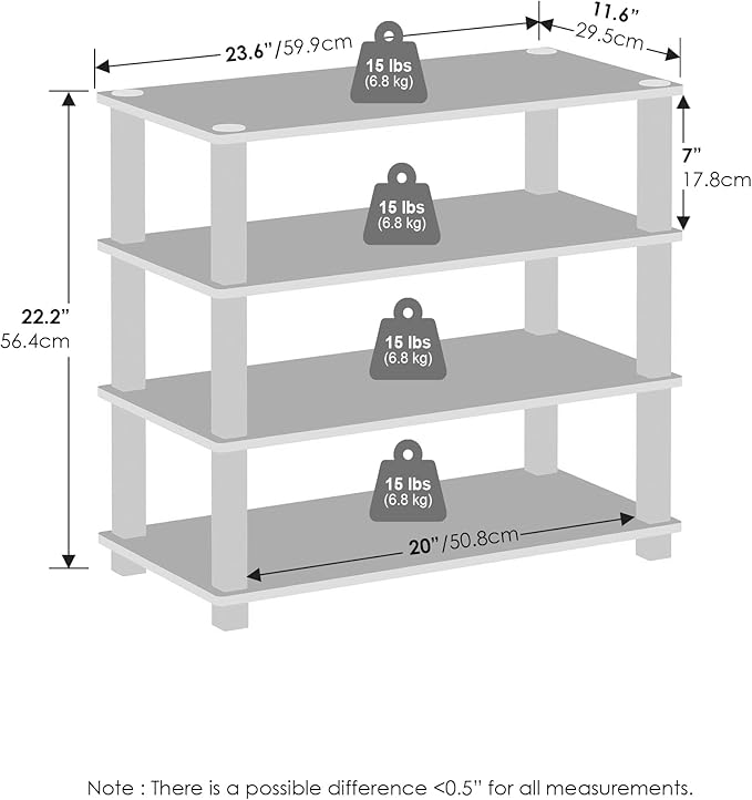 Furinno Turn-N-Tube Storage Shelves Set of 2, 4-Tier Stackable Standing Shelf, Open Corner Shelf, for Organization and Storage, Living Room, Garage, Home Office, Espresso
