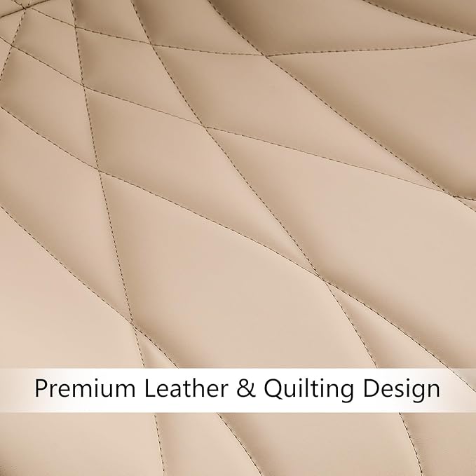 Rowill Dining Chairs Set of 2 - Modern Kitchen Chairs with Soft Backrest, Sturdy Metal Legs & Non-Slip Pads, Suitable for Home Kitchen, Faux Leather Upholstered Seats for Dining Room, Khaki