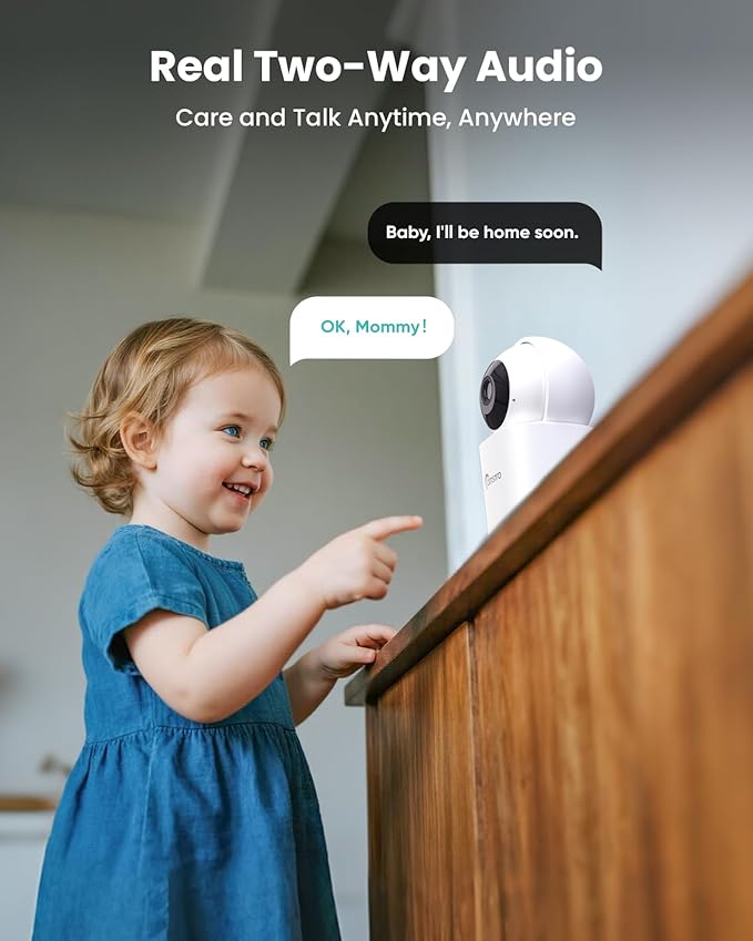 3K Indoor Security Camera 2Pack, 360° Pan/Tilt WiFi Camera for Home Security, 2.4/5GHz Pet/Dog/Baby Camera with Phone App, Night Vision, Two-Way Audio, 24/7 SD/Cloud Storage, Works with Alexa