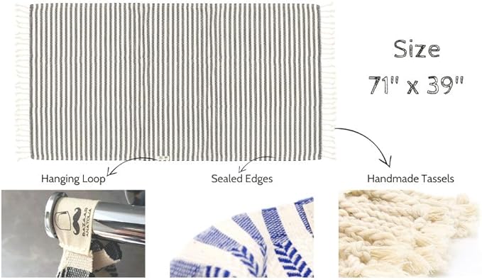 Bazaar Anatolia Turkish Beach Towel – 100% Cotton, Quick Dry, Sand Free Striped Towel for Bathroom and Travel, Sage Olive Color – Oversized 71x39 Inches – Arpa Green