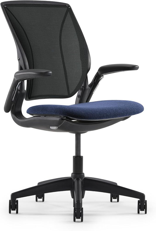 Humanscale World LM Task Chair with Black Frame, Adjustable Arms, Poppy Seed Catena Mesh Backrest and 0771 Autumn Seat