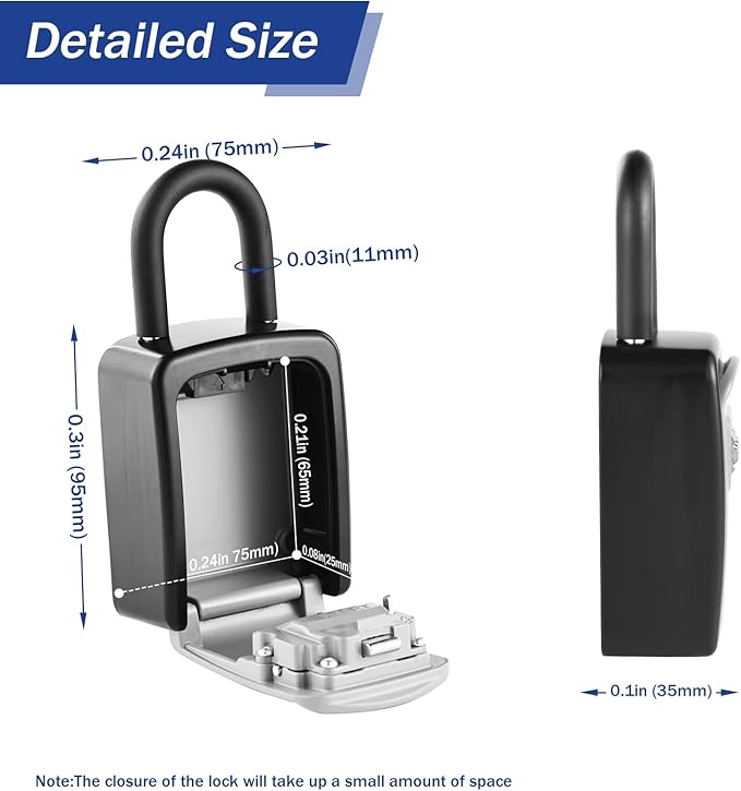 Iron Lock® Key Lock Box Portable with U-Shackle – Small Waterproof Heavy-Duty Metal Safe with 4-Digit Combination for Spare Keys Outside on Door Knob, Fence, or Gate (Grey, Small)