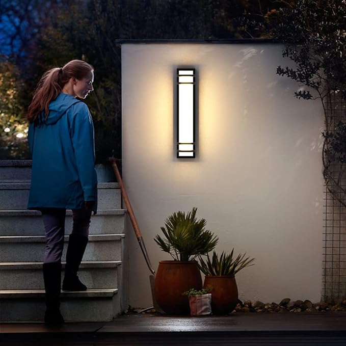 Sytmhoe Exterior Wall Lights,23.6in 36W LED Modern Porch & Patio Wall Light Fixture, Black Aluminum Exterior Sconce Wall Mounted Lights Suitable for Garage Living Room Courtyard House(3000K)