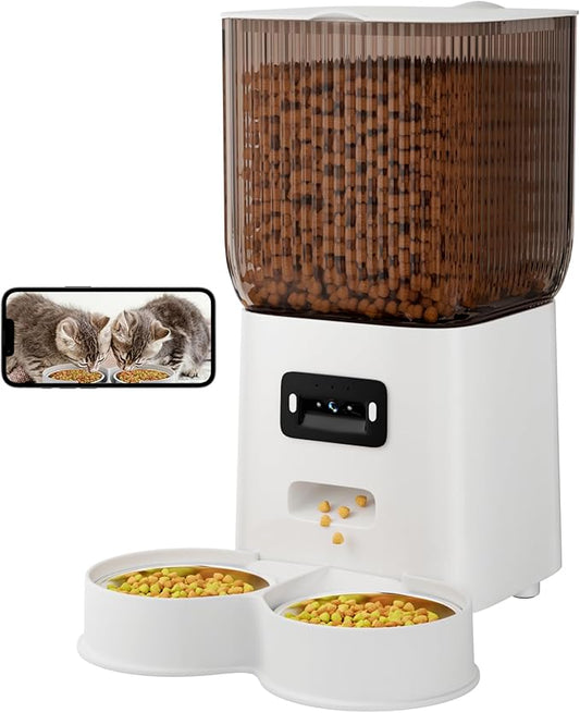 Automatic Cat Feeder with Camera, 5G WiFi Pet Feeder with APP Control & Dual Power Supply 1080P HD Video with Night Vision for Cat & Dog (Video)