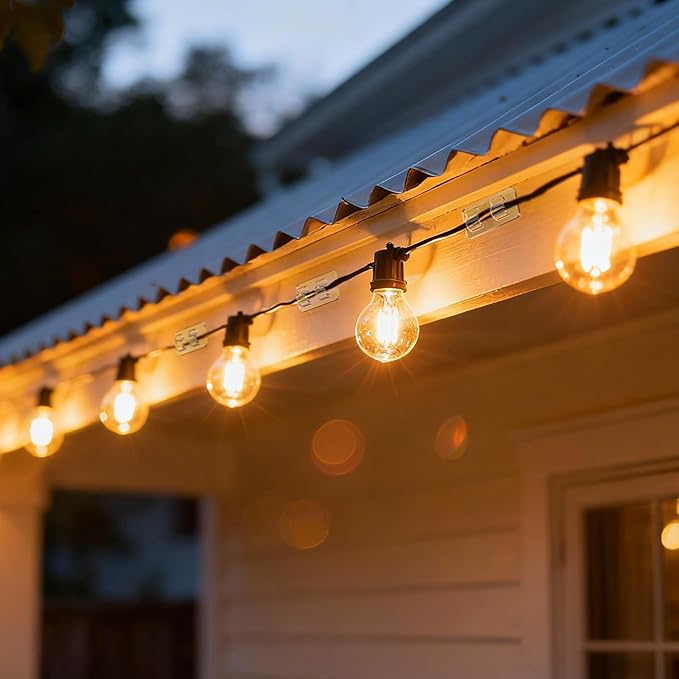 Light Clips Hooks for Outside String Lights, 30 Pcs Adhesive No Drill Light Hangers - Outdoor Patio Balcony Decor Fence - Rope Led Light Strip Christmas Decor Hooks