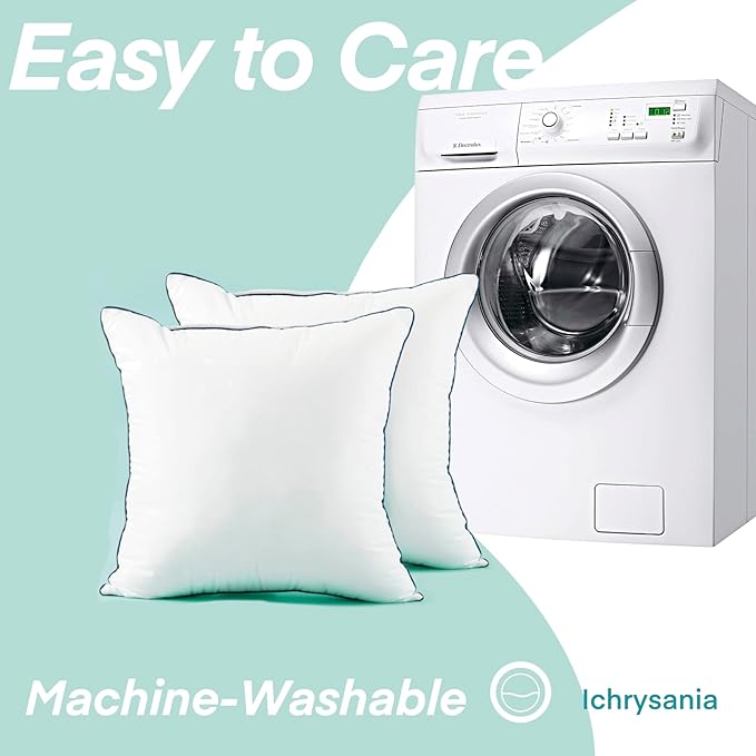 18x18 Inch Pillow Inserts Set of 2-100% Cotton Cover, Throw Pillow Inserts for Couch, Sofa, or Bed (2 Pack, 18x18 Inch)