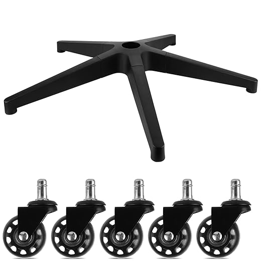 28 Inch Office Chair Base Replacement with 5 Wheels Bell Glides Gaming Chair Base Replacement Metal, 2200 Lbs Heavy Duty Desk Chair Base Part (Black)