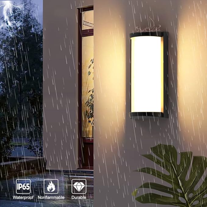 Sytmhoe Modern Exterior Wall Lights, 2Packs 3000k Outdoor Light Fixtures,LED Wall Mounted Lamps,Matte Black Porch&Patio Light for House,IP65 Waterproof for Garage Hallway Stairs Gardens(2packs)