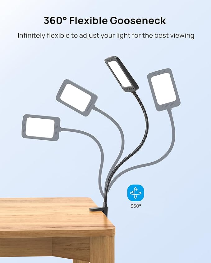 TROND LED Desk Lamp with Clamp, 1000LM Super Bright 3-Level Dimmable Desk Light 6000K Daylight, Extra-Long Flexible Gooseneck Clip on Light, Eye-Care Clamp Lamp for Painting, Workbench,Reading