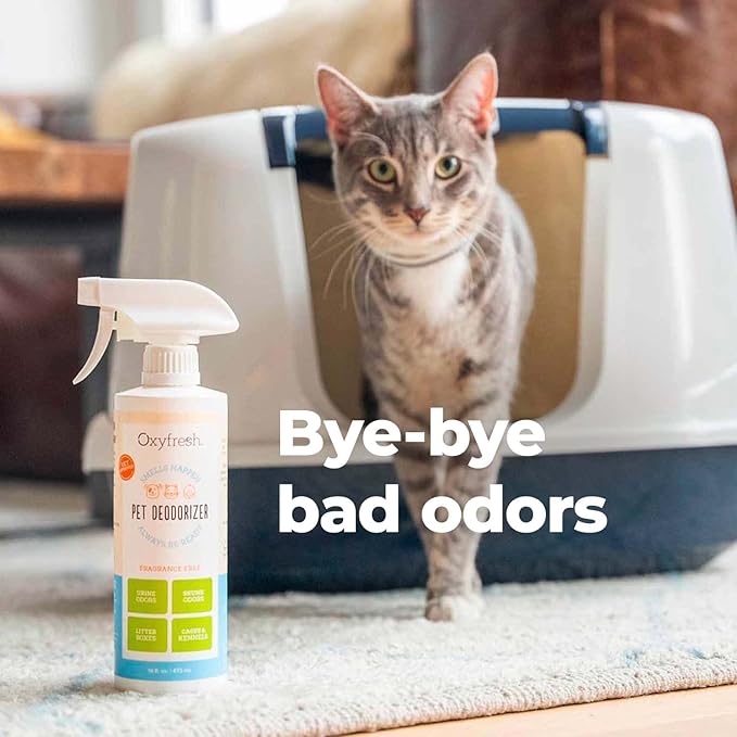 Oxyfresh Extra Strength Pet Odor Eliminator Spray - Goodbye to Stinky Odors - No Fragrance, No Harsh Chemicals - Odor Eliminator Works on Contact - Home Upholstery & Auto - Safe & Pet Parents Love It
