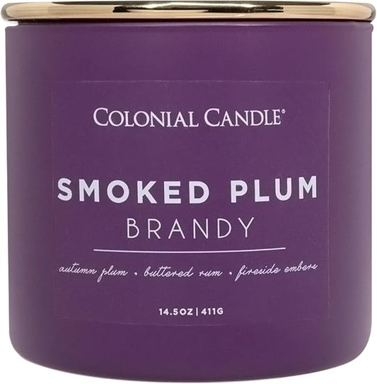 Colonial Candle Smoked Plum Brandy Jar Candle, Pop of Color Collection, 3 Wick, Purple, 14.5 oz - Up to 60 Hours Burn