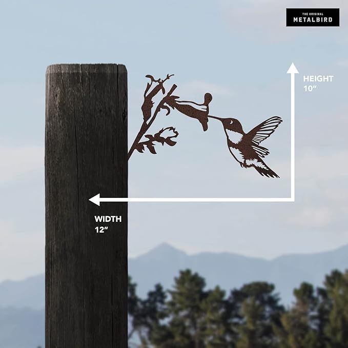 METALBIRD - Hummingbird - Outdoor Tree Ornaments in Corten Steel - Metal Art Proudly Made in The USA