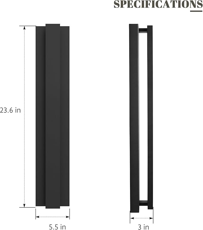 LamQee 23.6 Inch Modern Outdoor Wall Light Exterior Lighting Fixtures, 3000K 24W LED Contemporary Outdoor Sconces Wall Lighting, Matte Black Outside Wall Mount Lights for House Garage Porch Patio Door