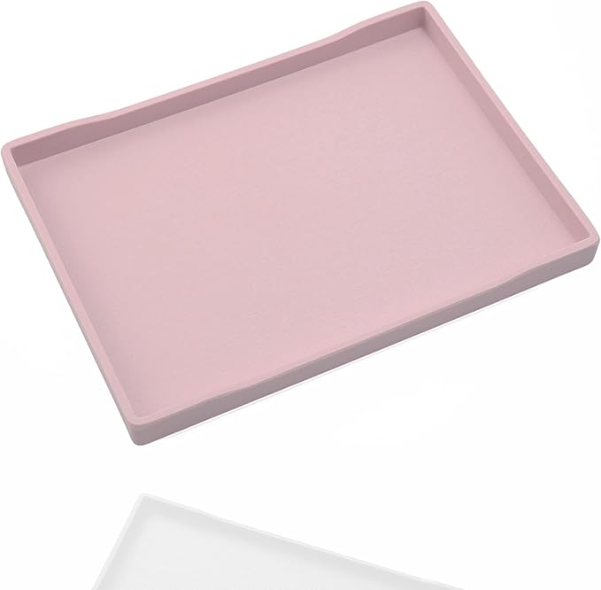 Pink Small Serving Tray (9.5 x 7 inch), Countertop Organizer for Bathtub Bathroom Vanity Items, Serving Accessory, Coffee, Drinks, Tea, Party, Spa, Perfume and Display Use.
