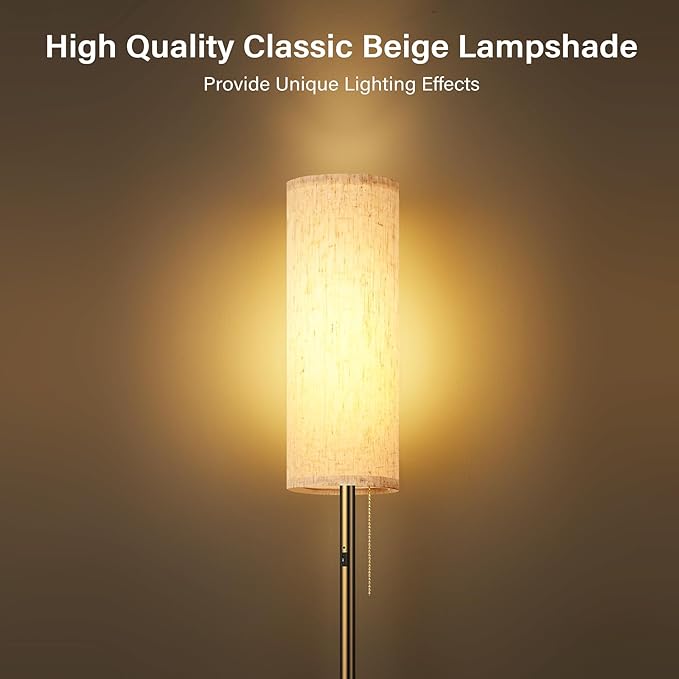 Cordless Floor Lamp for Living Room, with 3 Color Temperature and Pull Cord Switch, 8000mAh Battery Operated Portable Rechargeable Modern Standing Led floor lamp Light for Bedroom Office, Farmhouse