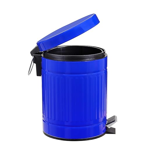 5 L Round Step Pet Trash with Lid,Mini Metal Pedal Bin,Small Garbage Can Wastebasket for Home,Car or Office