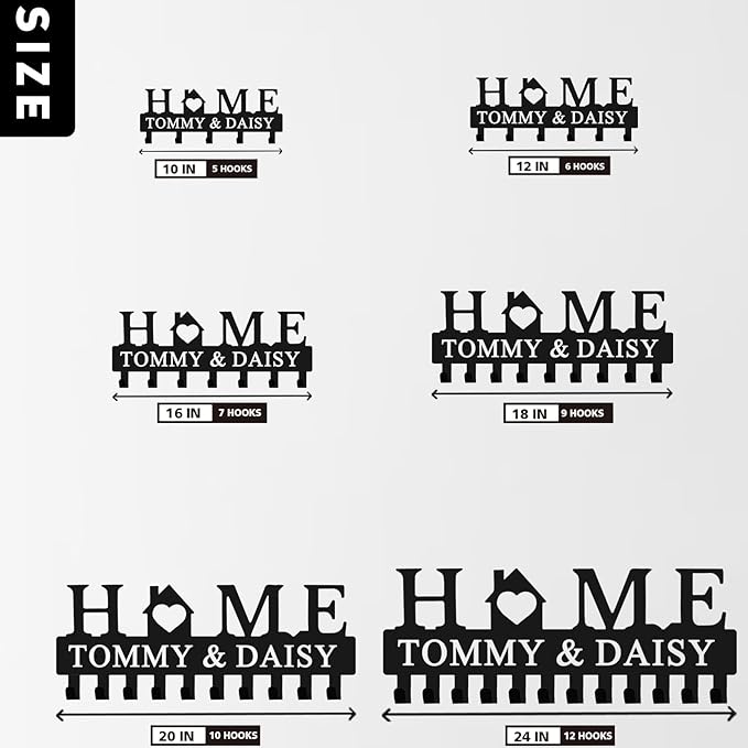 Personalized Metal Key Holder Wall Mount with Family Name Custom Key Hooks Wall Mounted Key Hooks Monogram Name Decor for Kitchen Entryway Hallway Office Doorway