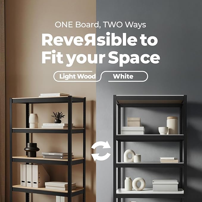 HOMEDANT House 48.1" W 5 Tier Heavy Duty Garage Shelving Adjustable Metal Rack Storage Shelves Standing Shelf Unit Organizers Industrial Warehouse Basement Black 1Pack