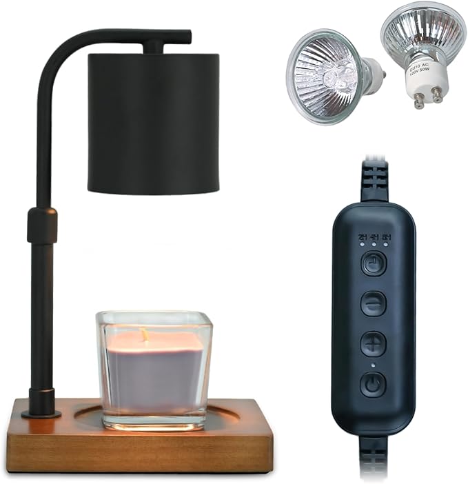 Candle Warmer Lamp Timer for Women Mom, House Warming Gifts New Home Decor, Modern Farmhouse Decor, Candle Warmer for All Jar Candles with 2 Bulb Black 02