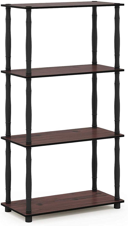 Furinno Turn-N-Tube 4-Tier Multipurpose Shelf Display Rack, Classic Tubes, Dark Cherry/Black