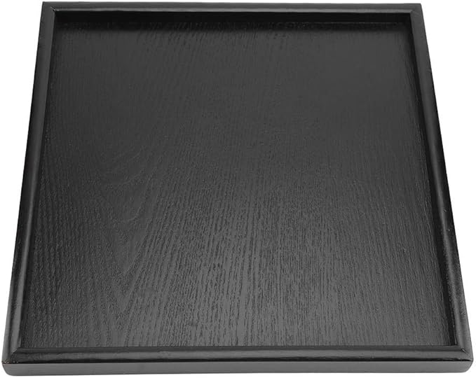 Solid Wood Serving Tray Rectangle Shape Tea Coffee Drinks Plate Snack Food Meals Breakfast Restaurant Platter Dining Tableware(12.5 x 12.5 inch)