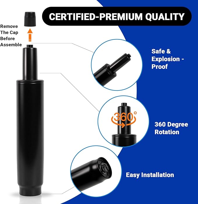3.9" Office Chair Cylinder Replacement - Heavy Duty 1000lbs Class 4 Hydraulic Lift with Silent 360° Rotation, Universal Pneumatic Piston Fit for Sinking Desk/Gaming Chairs