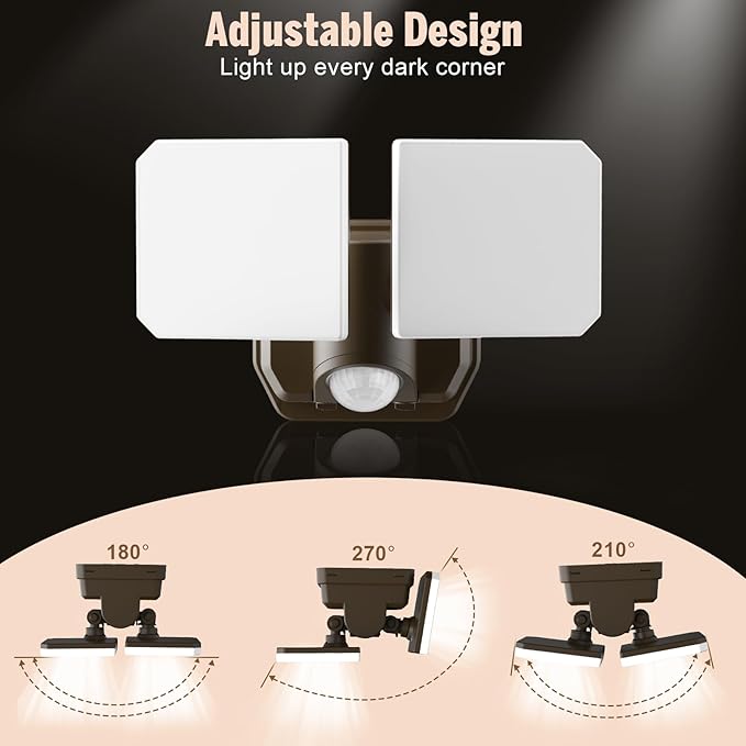 Battery Powered Motion Sensor Security Light(2 Pack),5000K 1000LM High Brightness,6 -Month Battery Life,No Wiring Installation,49FT Sensing Distance,Indoors or Outdoor Used