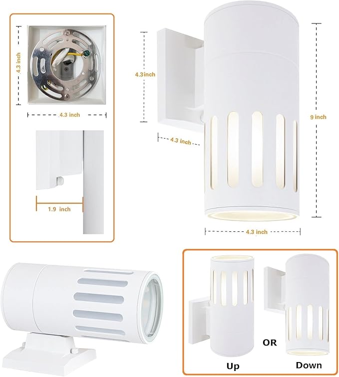 Outdoor Wall Lantern, Exterior Lighting Fixture - ETL Listed, Aluminum Waterproof Wall Mount Cylinder Design - Up/Down Light Fixture for Porch, Backyard or Patio
