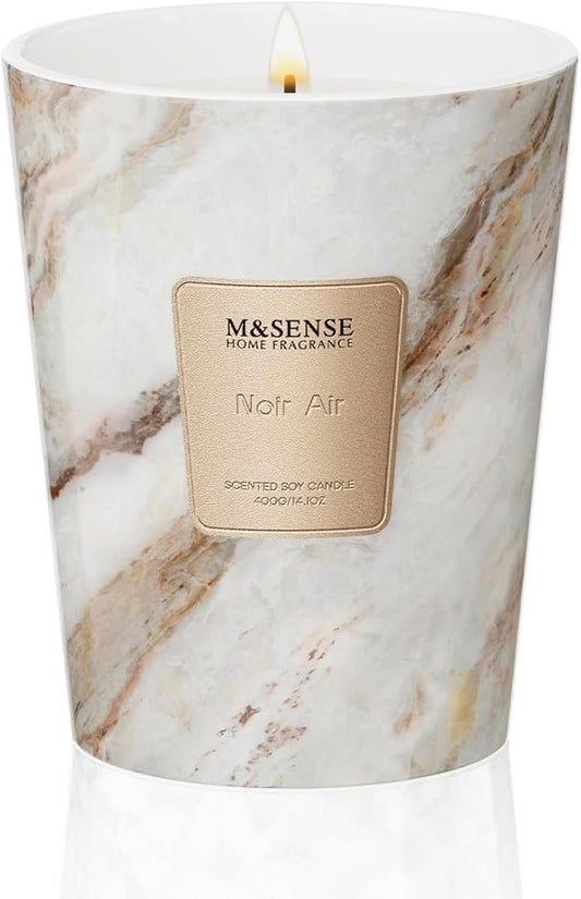 M&SENSE Noir Air Scented Soy Candle, 3 Wick Highly Scented 14.1 Oz 80H, Aromatherapy Christmas Gift for Women and Men