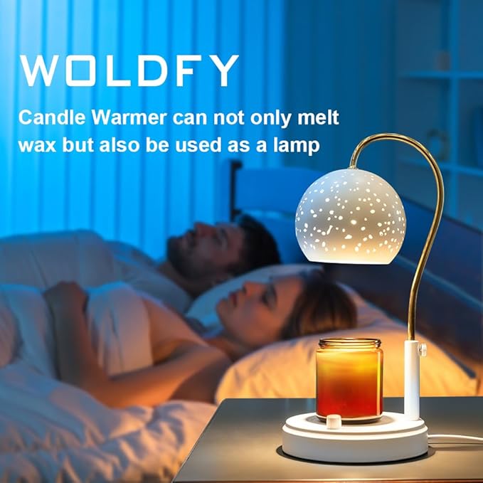 Candle Warmer Lamp with Timer, Candle Warmer Lamp Adjustable Height with 2 Bulbs, Dimmable Electric Candle Warming Lamp for Scented Jar Candles, White