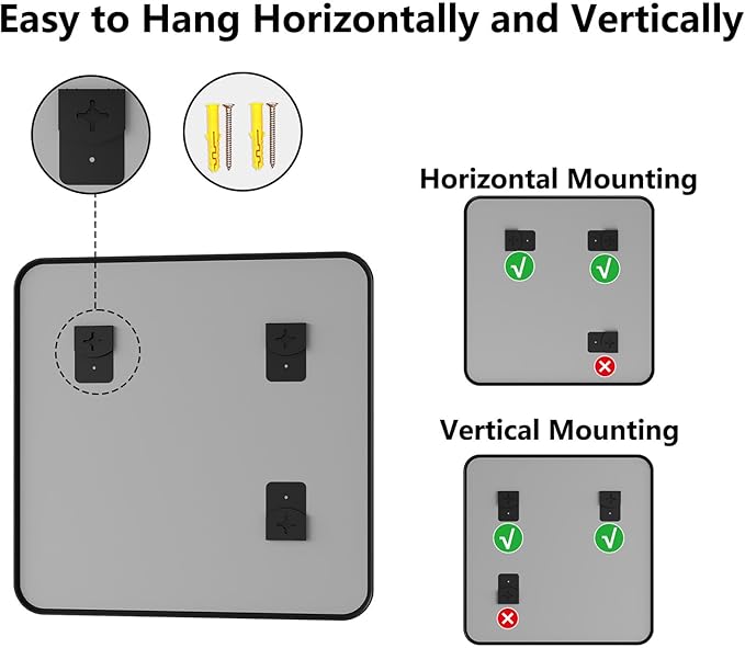 Koonmi Bathroom Mirror, 36X36 Brushed Black Metal Framed Wall-Mounted Mirror for Over Sink, HD Tempered Glass, Anti-Rust, Rounded Rectangle Mirror for Restroom, Bedroom, Hangs Horizontal or Vertical
