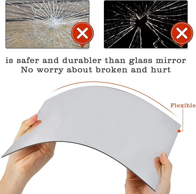 DARENYI 10Pcs Acrylic Mirror Tiles for Wall Decor, 4'' x 6'' x 0.07'' Rectangular Wall Mirror Sheet with Adhesive Stickers for Bathroom, Bedroom, Living Room, Home, Tables Centerpieces Decor