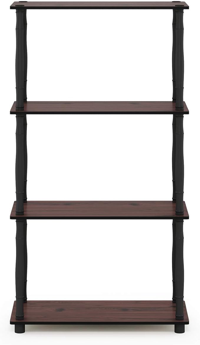 Furinno Turn-N-Tube 4-Tier Multipurpose Shelf Display Rack, Classic Tubes, Dark Cherry/Black